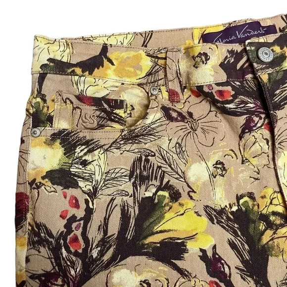 Gloria Vanderbilt Amanda High Rise Jean Brown Floral Size 14 *Altered Fringe* - Picture 10 of 15